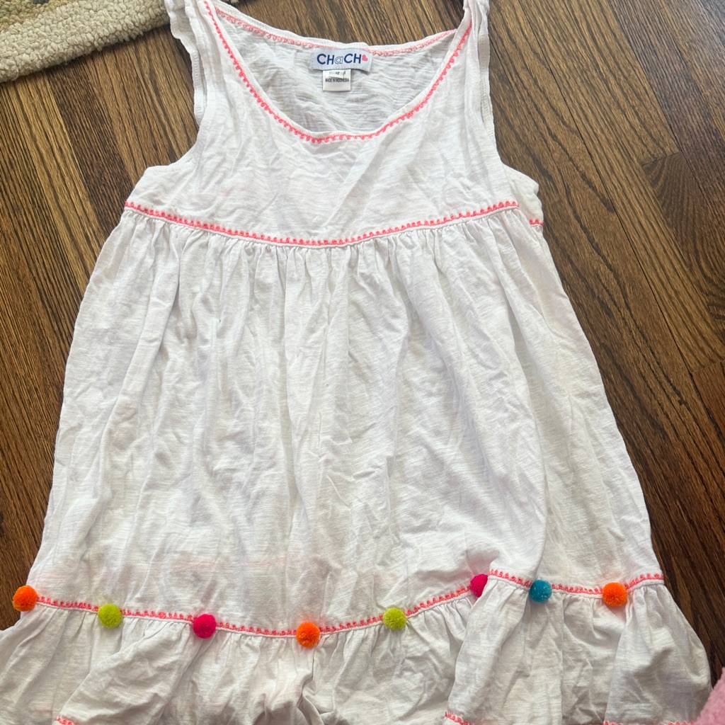 Ch@Ch White Pom Pom Summer Dress Never Worn Just Stored